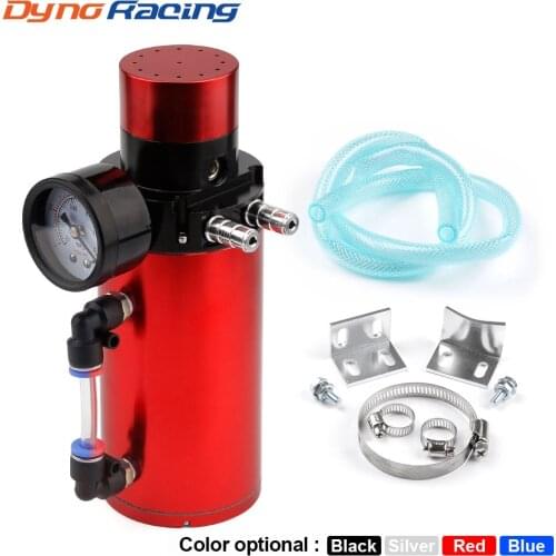 Aluminum Engine Oil Catch Reservoir Breather Tank Can+Vacuum Pressure Gauge Oil Catch Tank Oil Catch Can BX100770