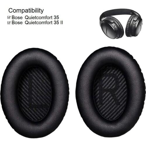 Ear Cushions for Bose Quiet Comfort 35 (QC35) and QuietComfort 35 II (QC35 II) Headphones (QC35/QC35 II Ear Pads, Black)