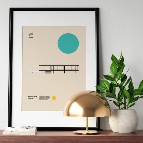 Bauhaus Exhibition Farnsworth House Poster Minimal Art Canvas Print Abstract Architecture Painting Wall Picture for Living Room