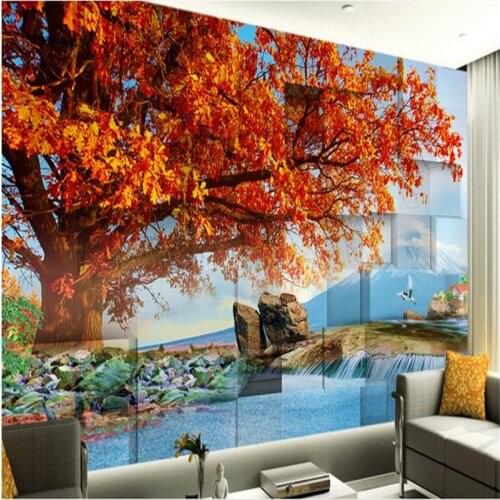 Beibehang Custom Nonwovens Wallpapers 3D Stereo Walls Aesthetic Landscape TV Background Walls Living Room Decorative Paintings
