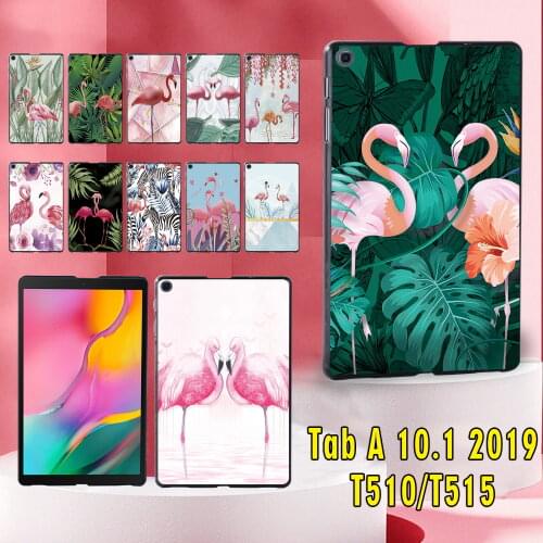 Tablet Case for Samsung Galaxy Tab A 10.1 2019 T510/T515 Flamingo Pattern Plastic Hard Back Shell Cover+Stylus