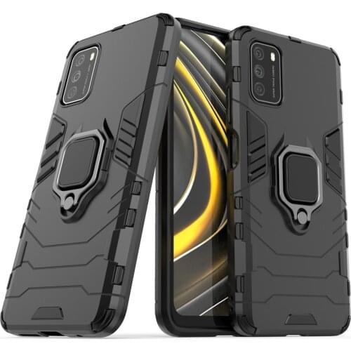 For Xiaomi POCO M3 X3 NFC Case Cover For Xiaomi Redmi Note 9s 9 8 7 Pro 8T 9C NFC 9A Mi 10T Pro Lite Finger Ring PC Phone Case