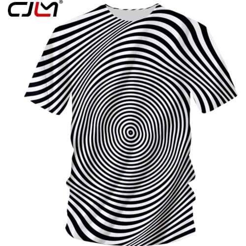 CJLM New Man Creative Black White Striped O Neck Tshirt Unisex Men Loose Large Couple Tee Shirt 3D Printed Stun T-shirt