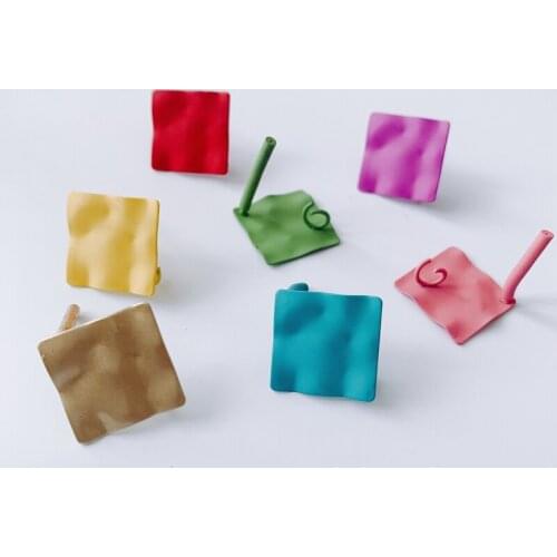 DIY jewelry accessories wholesale macaron color iron spray paint square summer small fresh earrings wholesale