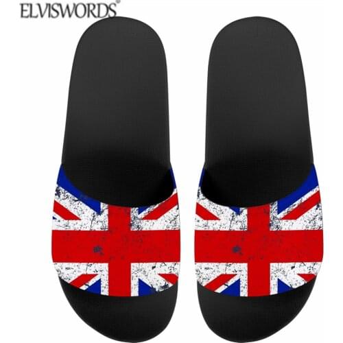 ELVISWORDS British Flags Printed Women Slippers Sandals Summer House Slides for Girls Boys Designer Flats Mules Chaussures Femme