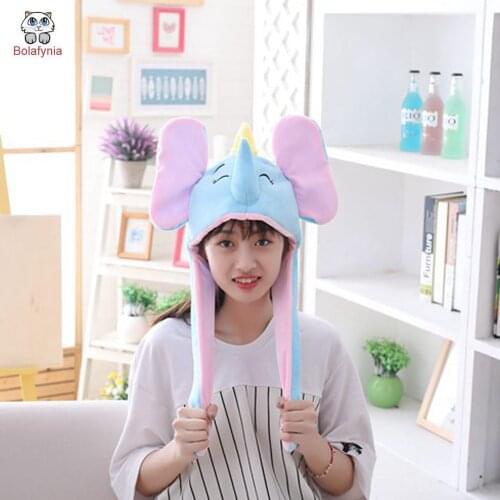 BOLAFYNIA Elephant headgear hat with moving ears hat plush toy hat stuffed toy