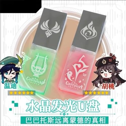 Game Genshin Impact Venti Hu Tao Hutao 32G U Disk Crystal Luminous Car Anime Props C