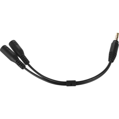 3.5mm Microphone Adapter Cable Audio Stereo Mic Converter Cord Two 3-Pole TRS Female to One 4-Pole TRRS Male Plug for Smartphone