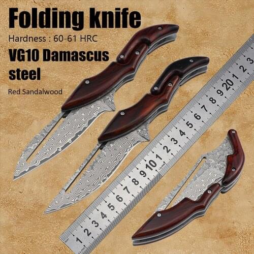 Damascus steel pocket knifes High hardness outdoor folding knife camping EDC knives