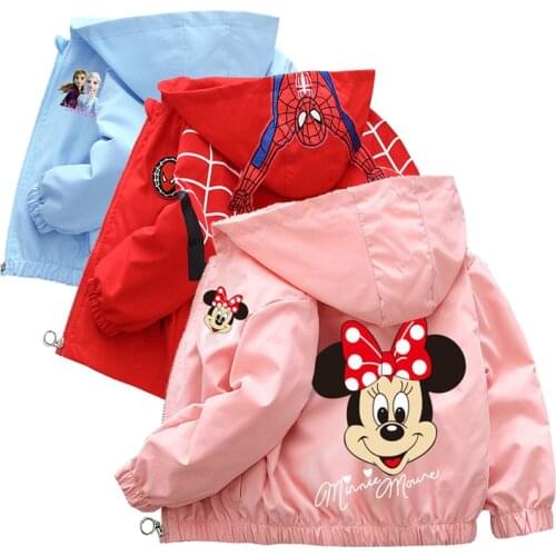 Autumn New Childrens Clothing Cartoon Mickey Minnie Jacket Boys Girls Baby Outing Clothes Jacket Children Hooded jacket 1-12Y