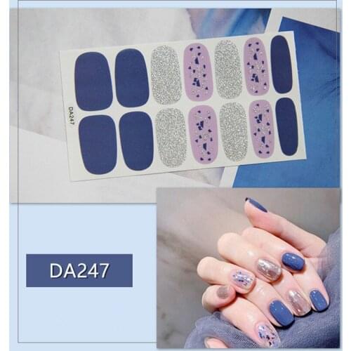 Lamemoria 14Tips Multicolor Stickers Nail Cover Nail Polish Sticker DIY Nail Art Decoration Waterproof Nail Stickers Manicure