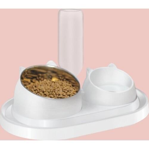 Stainless Steel Cat Food Bowl Pet Feeder Bowls Water Dispenser Kitten Automatic Drinking Dishes Bowl Cats Feeding Supplies