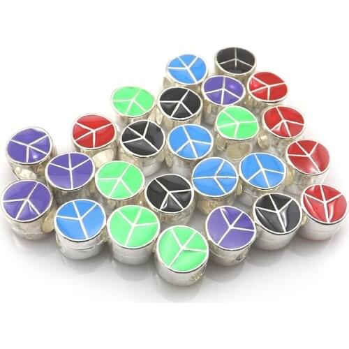 Fashion peace symbol enamel alloy alphabet charm beads fit Pan style bracelet, 200pcs/lot wholesale bracelet findings free ship