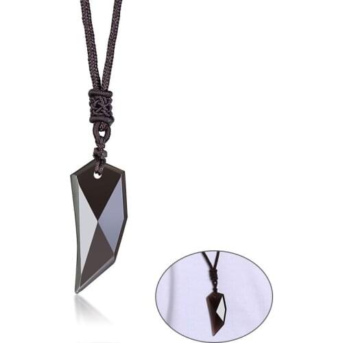 Mens Vintage Spike Amulet Stones Pendant Necklace for Women Three-dimensional Collar Rope Chain Adjustable