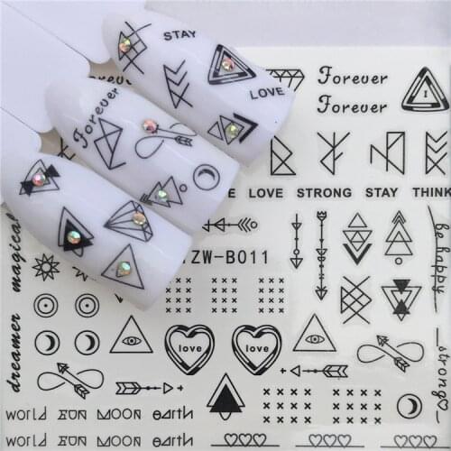 Nail stickers art decorations Geometry Graph Line slider adhesive Water Transfer decals manicure lacquer accessoires polish foil
