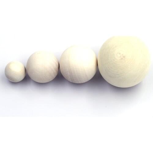 Natural Round Wooden Spacer Beads Eco-Friendly Lead-Free No Hole Wood Ball DIY Jewelry Handmade Crafts Making Material 20-50mm