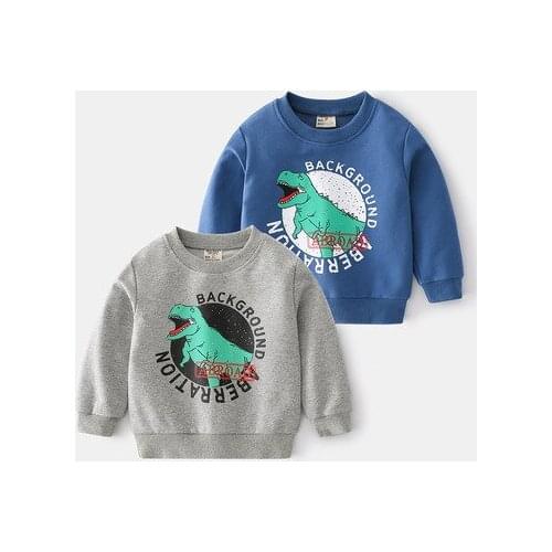 Autumn 2021 New Baby Boys Cotton Sweatshirt Casual Style Korean Long-sleeved Unhooded Pullover Cartoon Sweatshirt Baby T Shirt