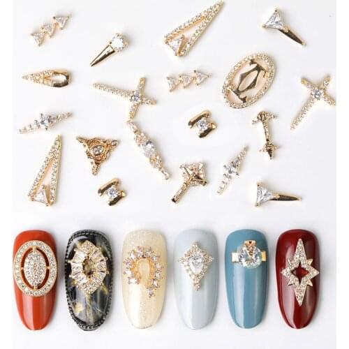 2 pieces water drop Crystal Dangle Chain Charms Nail Jewelry Decorations 22 type luxury Zircon Crystal Rhinestones For Nails