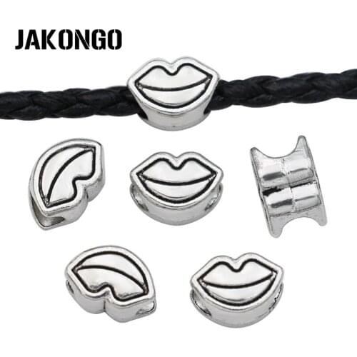 20pcs/lot Lips Spacer Beads Antique Silver Plated Loose Beads Jewelry Making Bracelet Accessories DIY