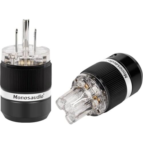 Monosaudio M101R/F101R US AC Power Plug Connector Pure Copper Rhodium 10A/250V 15A/125V Audio Grade Power Connector IEC320 C13