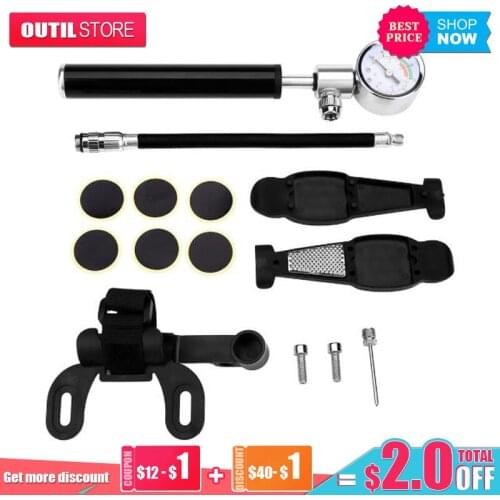 Realmote Portable high pressure inflator bicycle air cylinder mountain bike mouth inflator mini tyre repair hand tool set