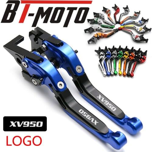 Motorcycle CNC Adjustable Folding Extendable Brake Clutch Levers For YAMAHA XV950 XV 950 Racer 2016-2017 With Laser Logo