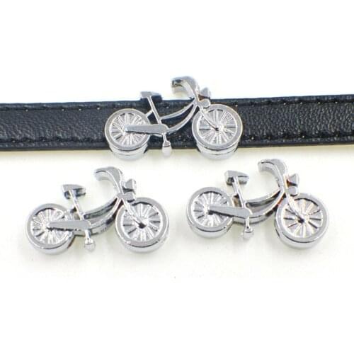 Silver Bicycle Bike 8mm Slide Charms Beads Enamel Alloy DIY Accessories Handmade Jewelry For 8mm Bracelets Key Chains Pet Collar