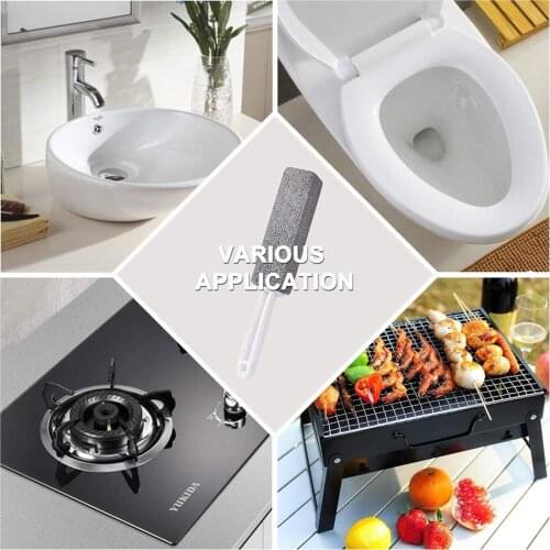 Pumice Stone Toilet Brush Cleaning Sponge Household Toilet Bowl Cleaner Limescale Stain Remover with Long Plastic Handle