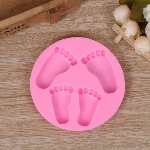 Baby Foot Shape Silicone Mold Cake Fondant Cookie Decorating Tool Cupcake Baking Mould Confeitaria Birthday Cake Decoration XQ13