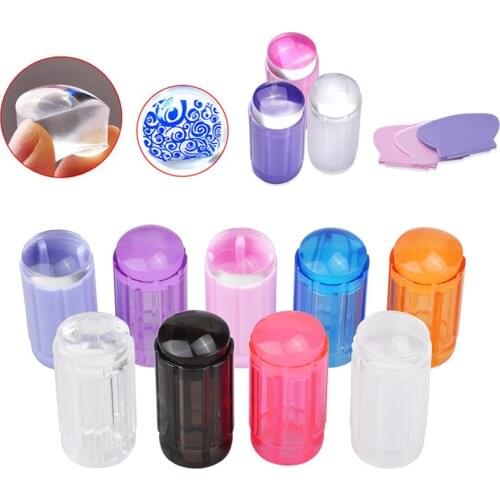 2021 New Nail Stamper Clear Silicone Stamp Jelly Scraper Set Polish Transfer Manicure Template Tool Nail Art Stamping Plate