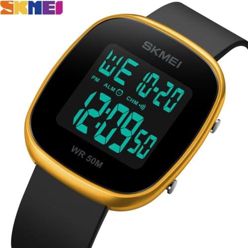 SKMEI Fashion Thin Digital Watch Mens 5Bar Waterproof Calendar Chronograph Electronic Wristwatches Back Light Alarm Clock 1843