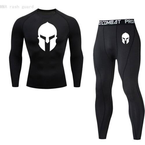Spartan Tactical underwear Men suit Winter Fitness skin Warm long johns Compression MMA 2 Piece Tracksuit Thermal underwear set