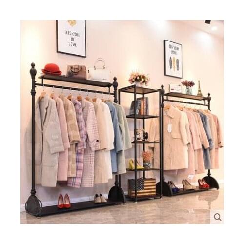 European Tieyi clothing store rack display rack floor-to-floor womens clothing store shelves Textile Gondola is hanging clothes