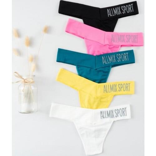Fashion G String Letter Patern Thong Hight-Waist Womens Panties T-back Comfortable Female Intimate Thong Underwear Lingerie