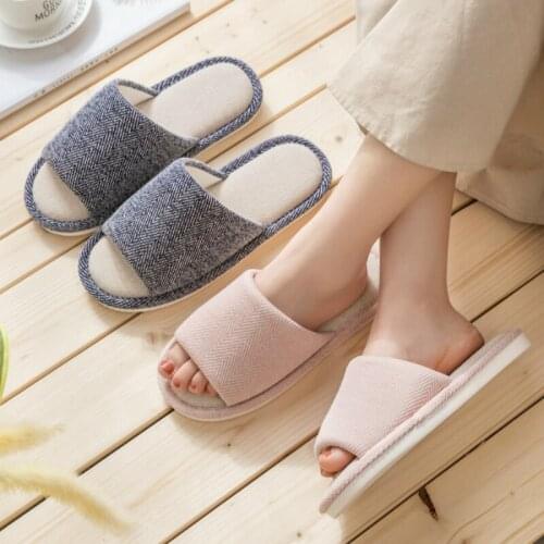 Women Home Slippers 2020 Brand Women Men Floor Cotton Breathable Flax Hemp Bed House Shoes with Soft Non-slip Bottom Ladies Girl