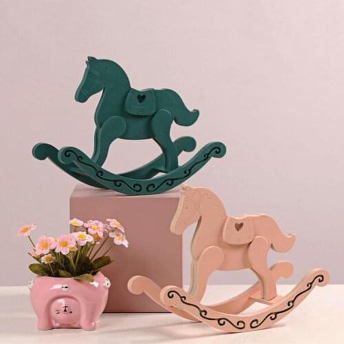 Rocking Horse Ornament Simple Home Decor Mini Handmade Crafts Wooden Horse Ornament for Home