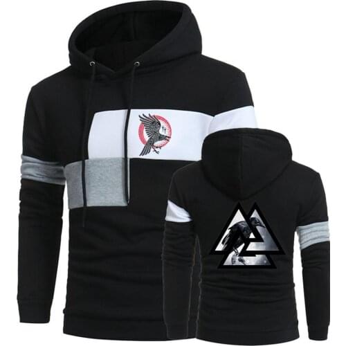 Unisex Spring Viking legend Ragnars Raven Print ize Splice Pullover Fashion Sweatshirts Cotton Coats Hoodies