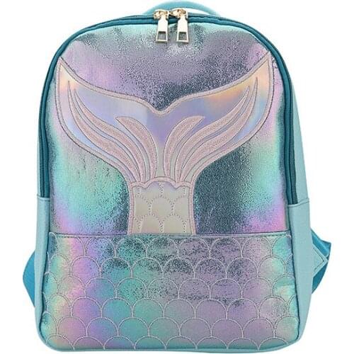 Disney cartoon mermaid tail pu student large-capacity school bag girl leisure travel storage school bag go to work all-match bag