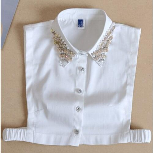 Elegant False Collar Women False Collar Tie Detachable White Shirt Choker Lapel Blouse collier femme bead detachable collar