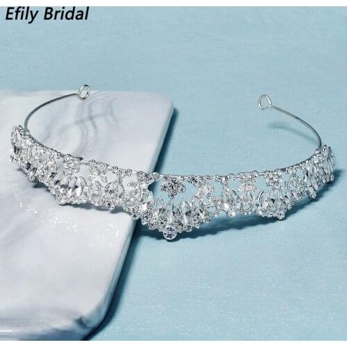 Efily Bridal Wedding Crown Rhinestone Tiaras and Crowns for Women Hair Accessories Party Hair Jewelry Bridesmaid Headpiece Gift