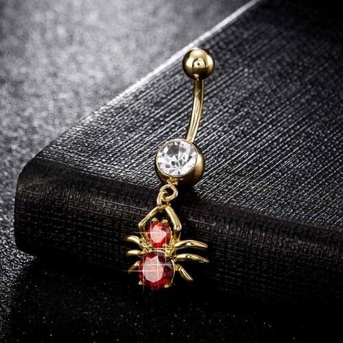Fashion Spider Zircon Navel Ring Women Crystal Surgical Steel Navel Piercing Brand Body Jewelry Accessories