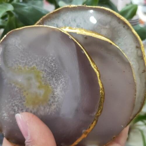 1pcs Agate coaster Natural crystal Drink cup mat carnelian quartz slice Healing