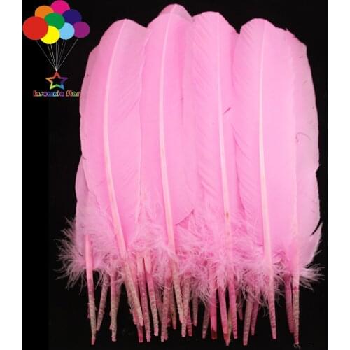 10-100pcs/lot Pure Pink Color 10-12inch Goose Plumes Turkey Pointers Quill Large Feathers for Fashion Decorations