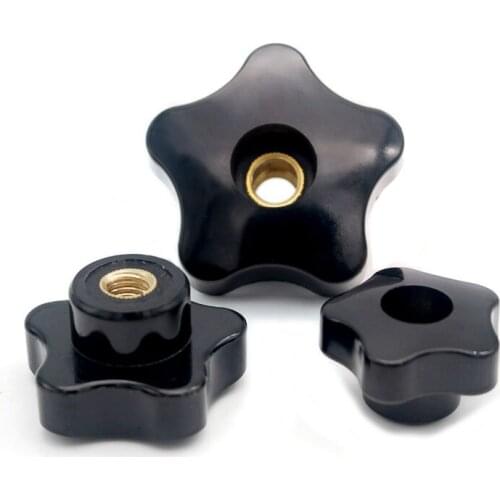 10PCS/Lot M8/10/12/16mm 5 Star Shape Knob Through Hole Brass Female Thread Nut Clamping Knob Handles