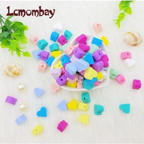 100/200pcs Silicone Heart Beads Baby Teething crown Beads Food Grade Silicone Teethers Baby Products DIY Pacifier Accessories