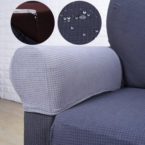 2Pcs Waterproof Armrest Covers Stretch Chair Sofa Arm Protectors Covers Armchair Covers Solid Color Couch Cover Removable