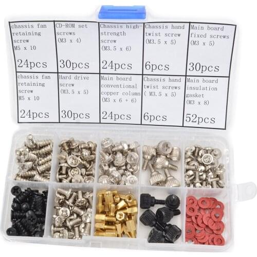 228pcs Personal Computer Screws & Standoffs Set Assortment Kit For Mother Board