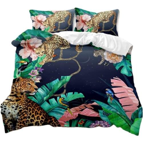 3D Leopard Duvet Cover Set King Queen Double Full Twin Single Size Bed Linen Set