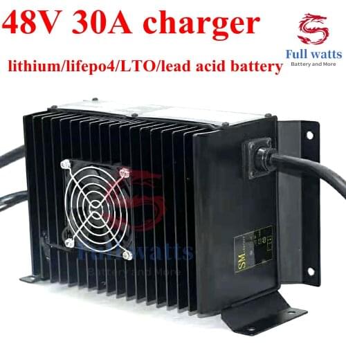 48v 30A charger 51.8V 30A 58.V for 13S 54.6V Lithium li ion 16s 58.4v lifepo4 20s 56v LTO 30A current smart charger 300ah