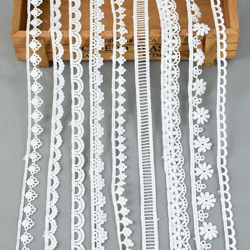 5Yards/lot White Cotton Embroidered Lace Trim Ribbons Fabric DIY Sewing Handmade Craft Materials Garment Clothes Accessories